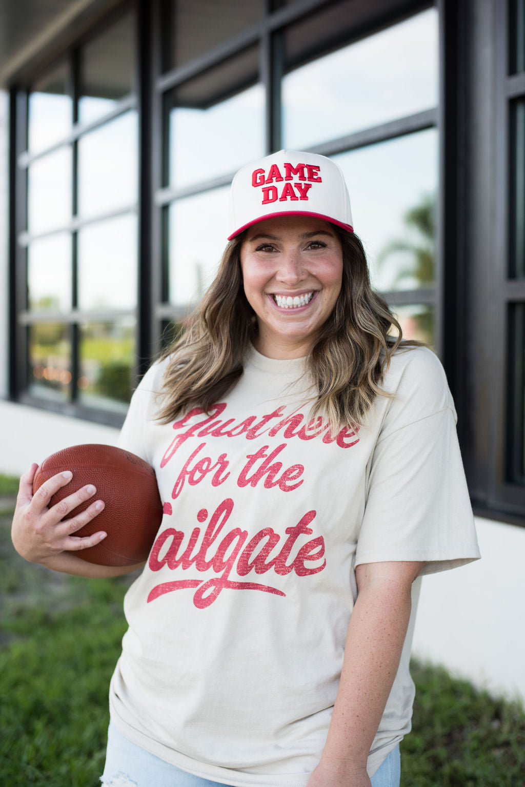 Just Here For The Tailgate Oversized Tee