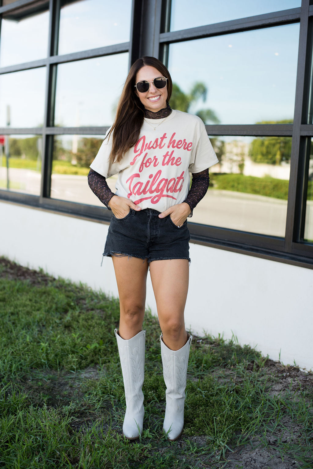 Just Here For The Tailgate Oversized Tee