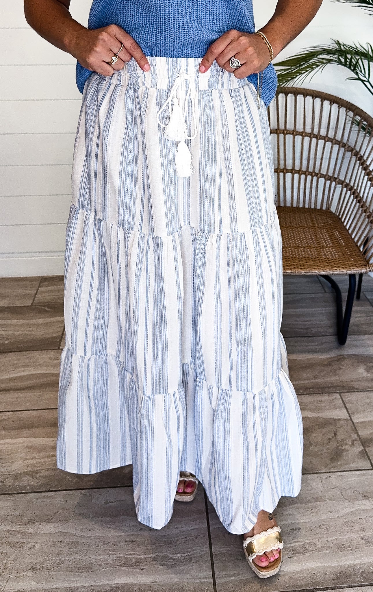 Striped Tiered Maxi w/Pockets