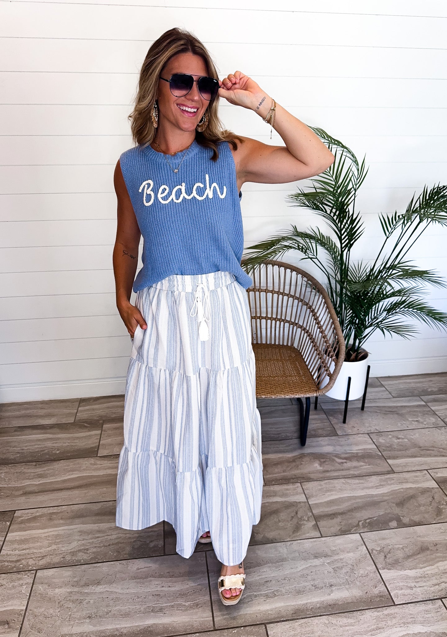 Striped Tiered Maxi w/Pockets