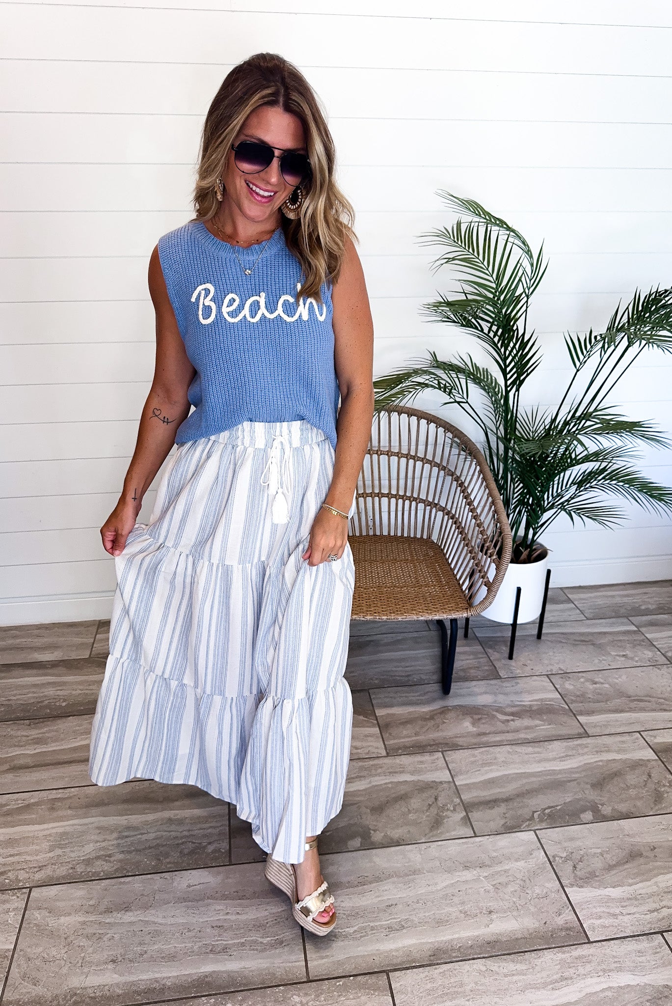 Striped Tiered Maxi w/Pockets