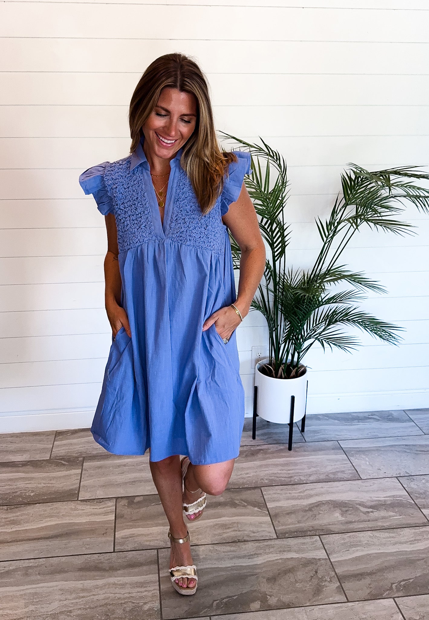 Ruffle Sleeve Babydoll Mini Dress