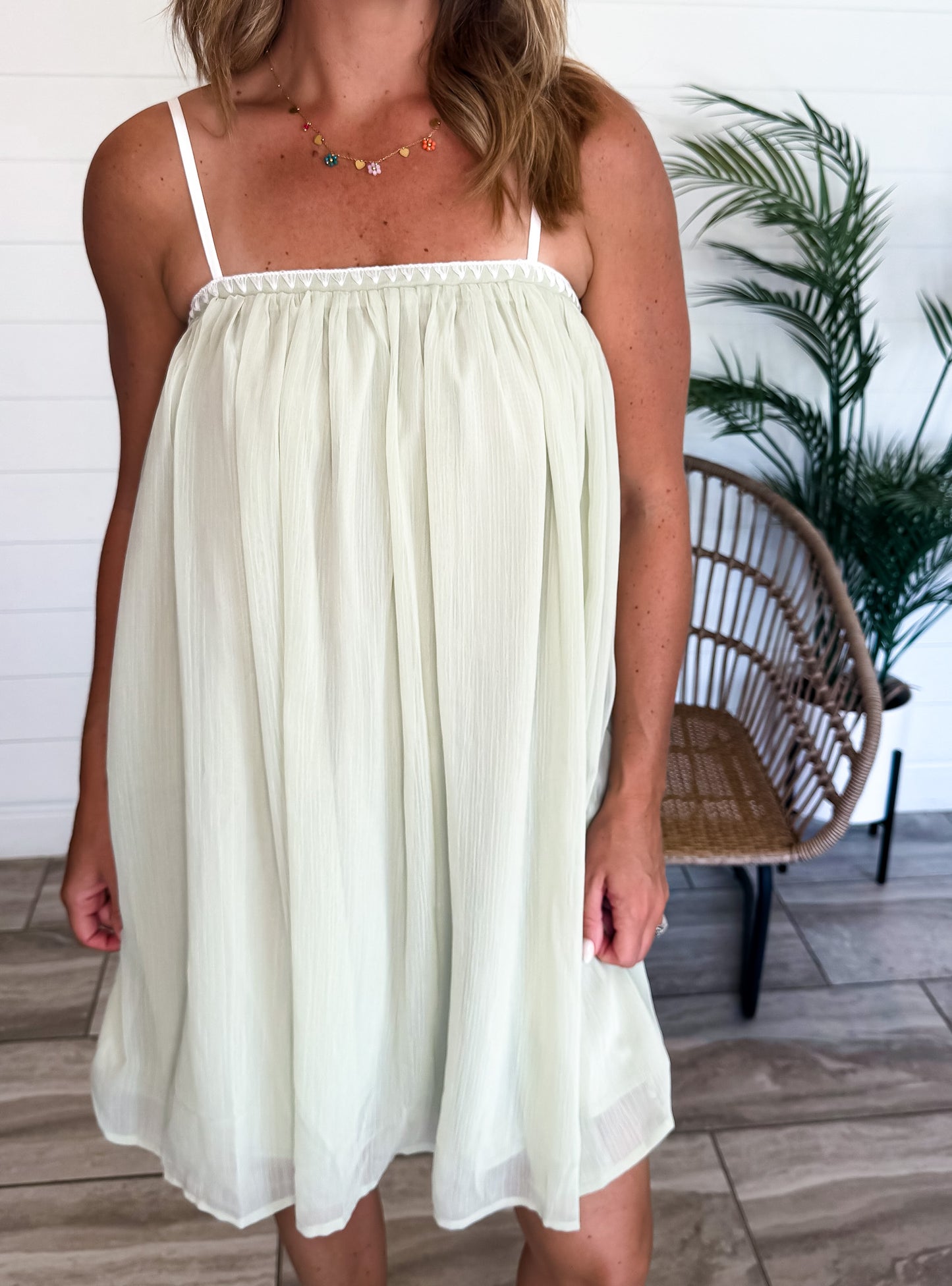 Embroidery Cami Mini Dress