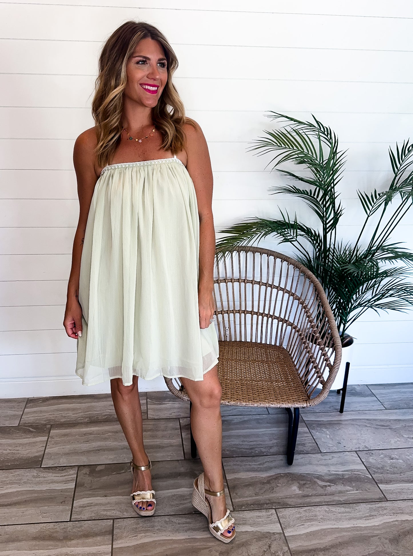 Embroidery Cami Mini Dress