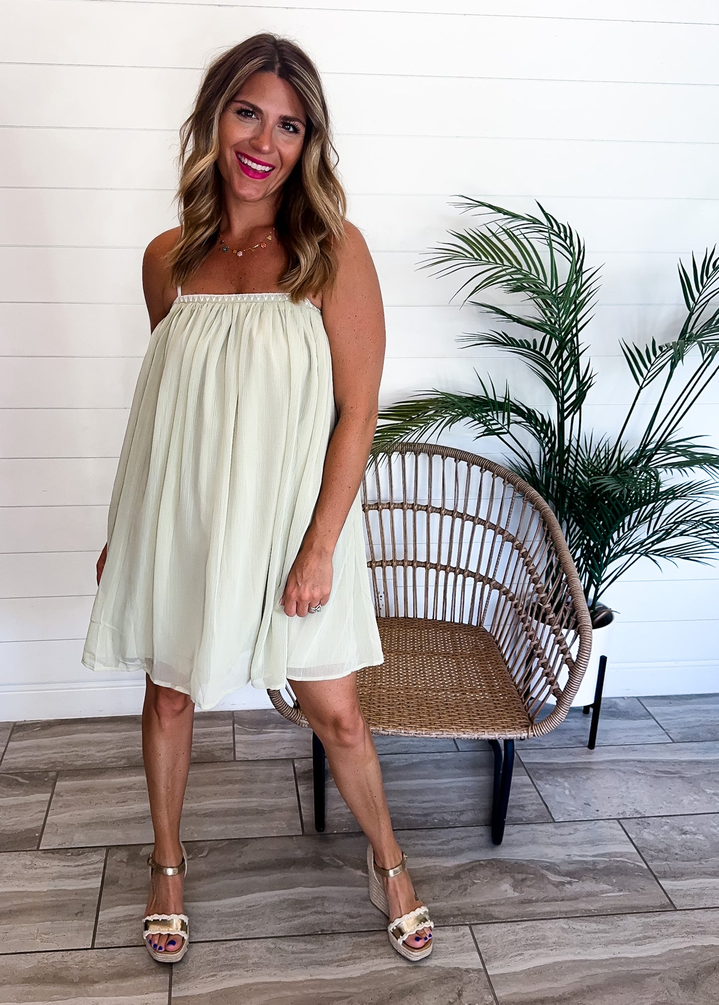 Embroidery Cami Mini Dress