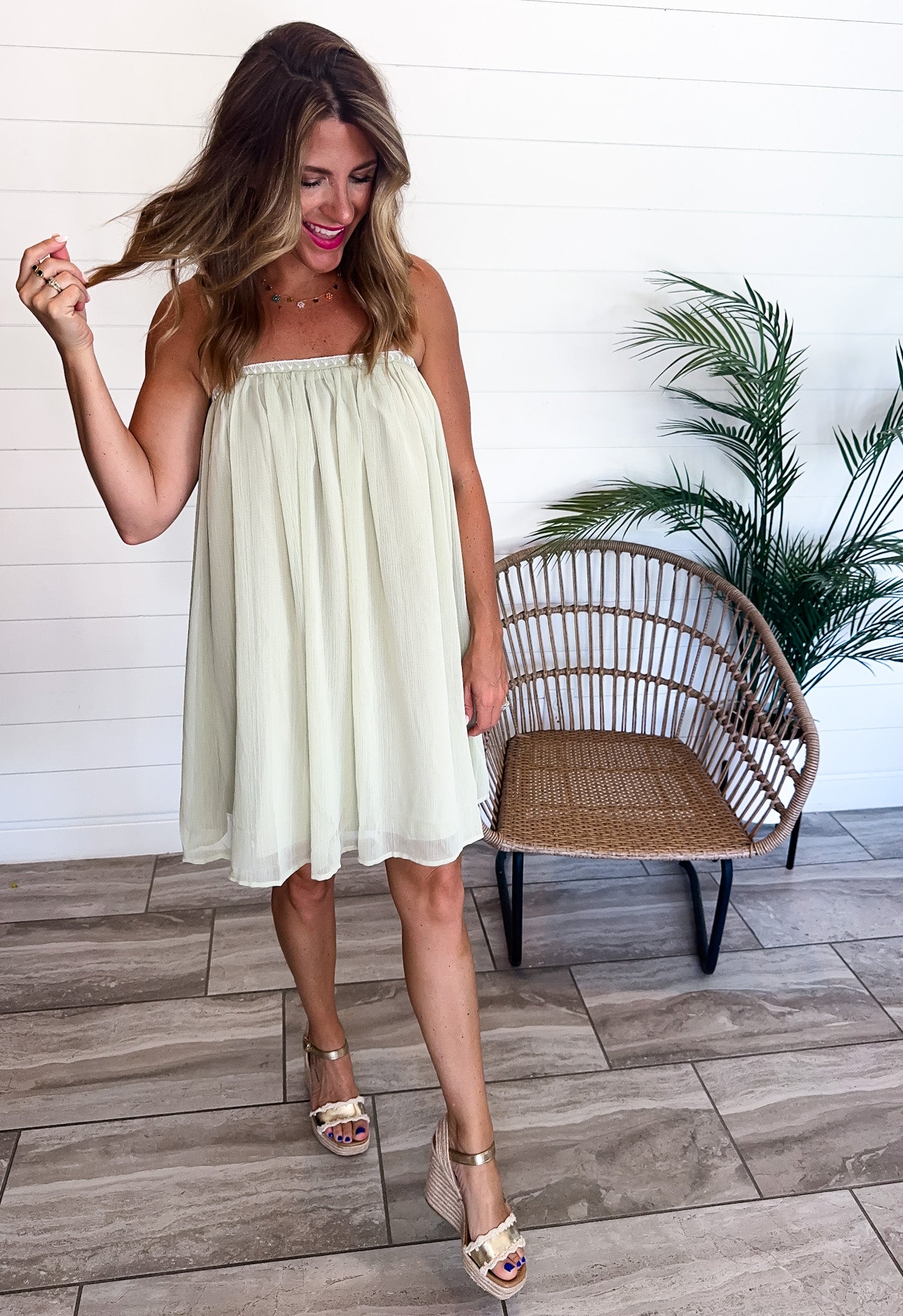 Embroidery Cami Mini Dress