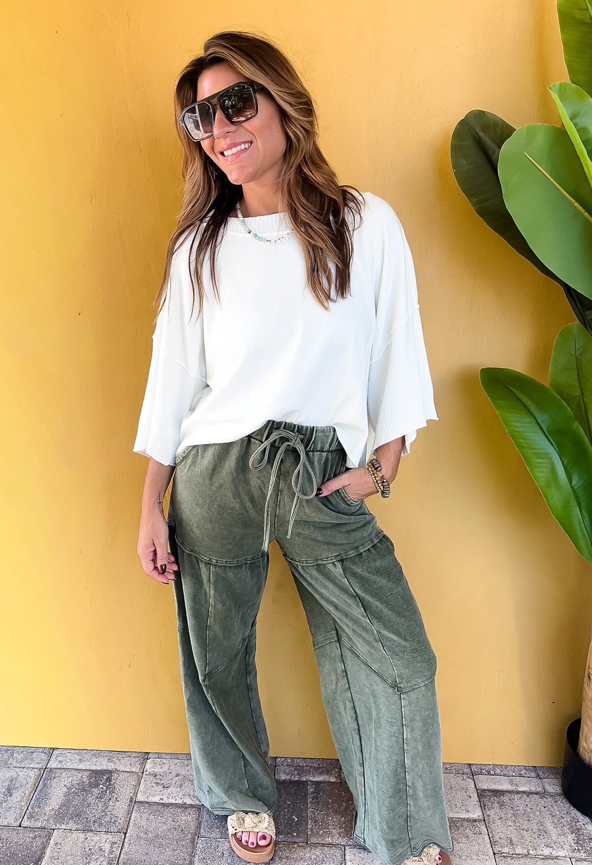 Mineral Wash Tiered Pants