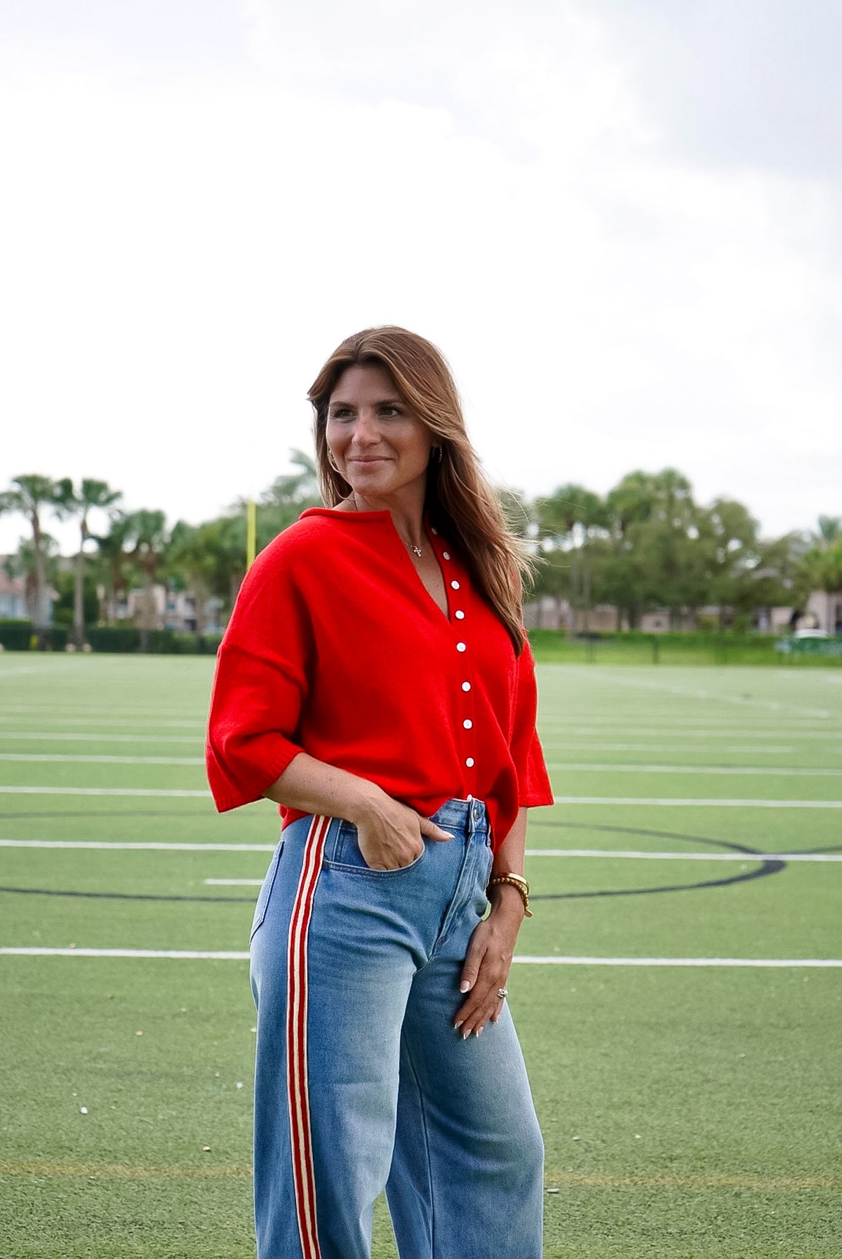 Button Down Half Sleeve Cardigan