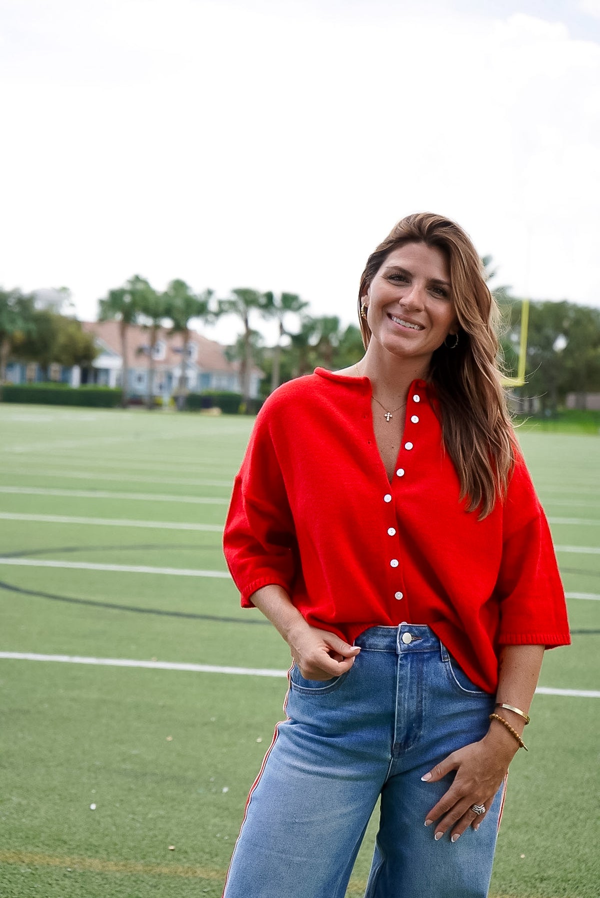 Button Down Half Sleeve Cardigan