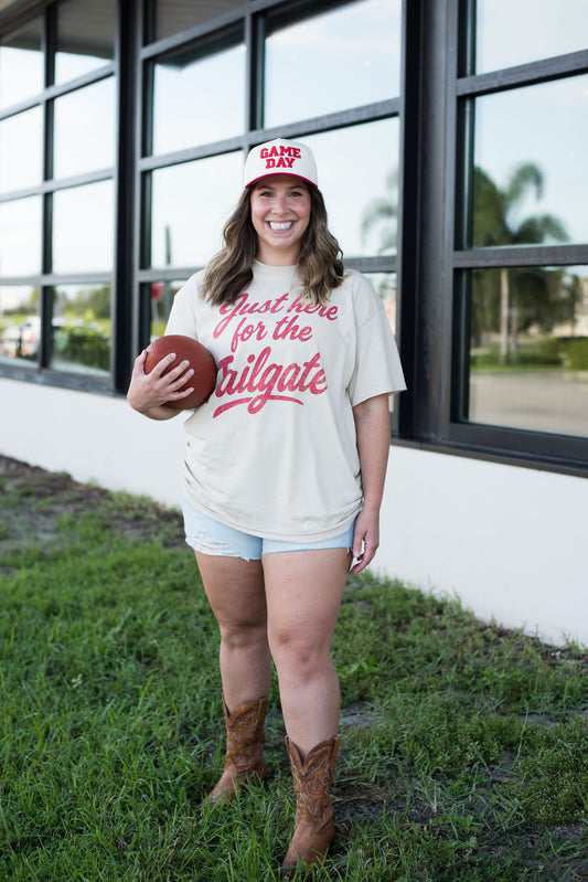 Just Here For The Tailgate Oversized Tee