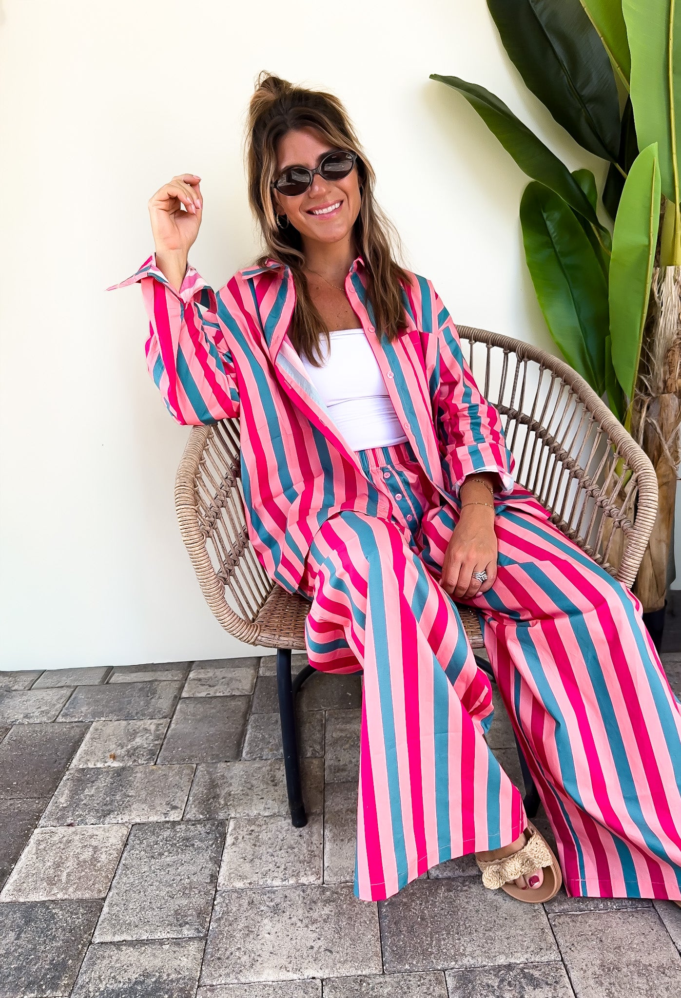 The Pink Palms Button Down
