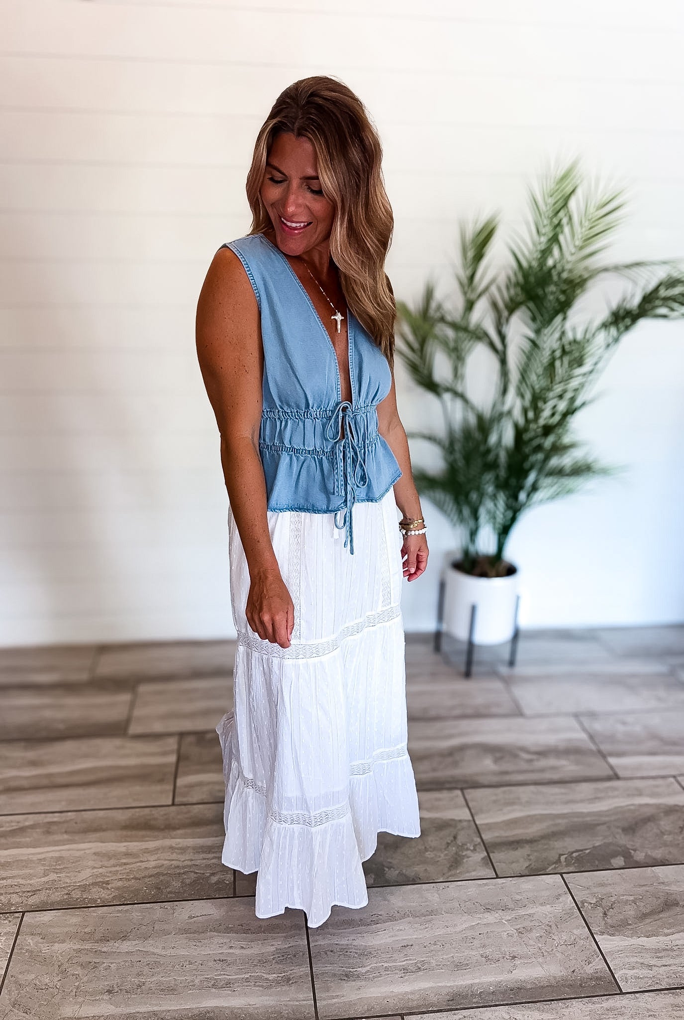 Denim Tie Vest