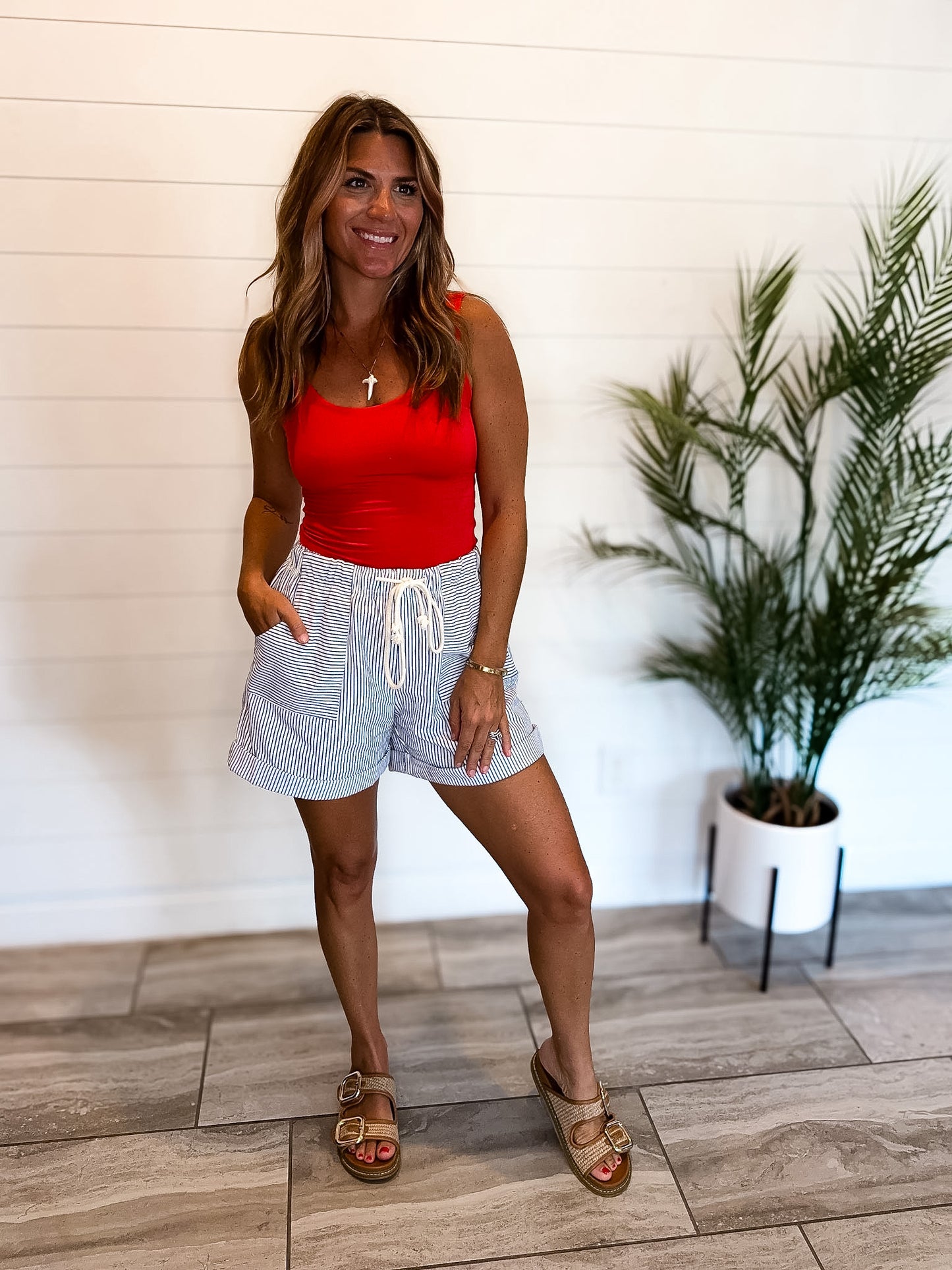 Striped Twill Shorts