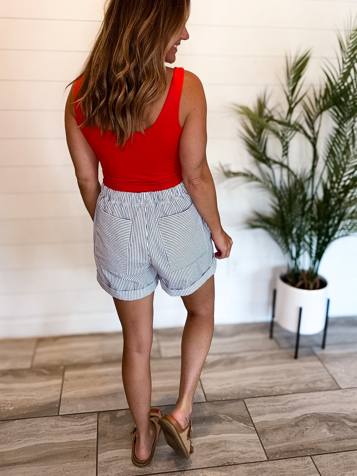 Striped Twill Shorts