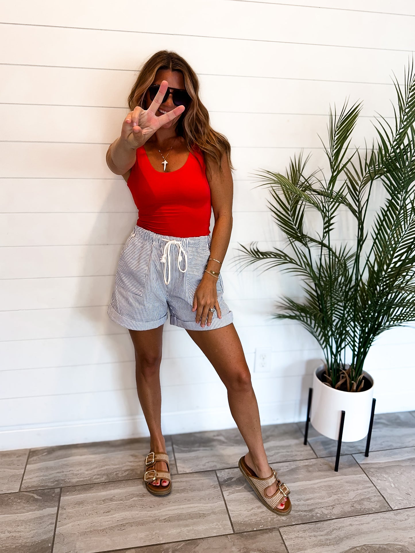 Striped Twill Shorts