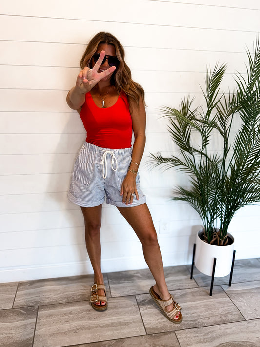 Striped Twill Shorts