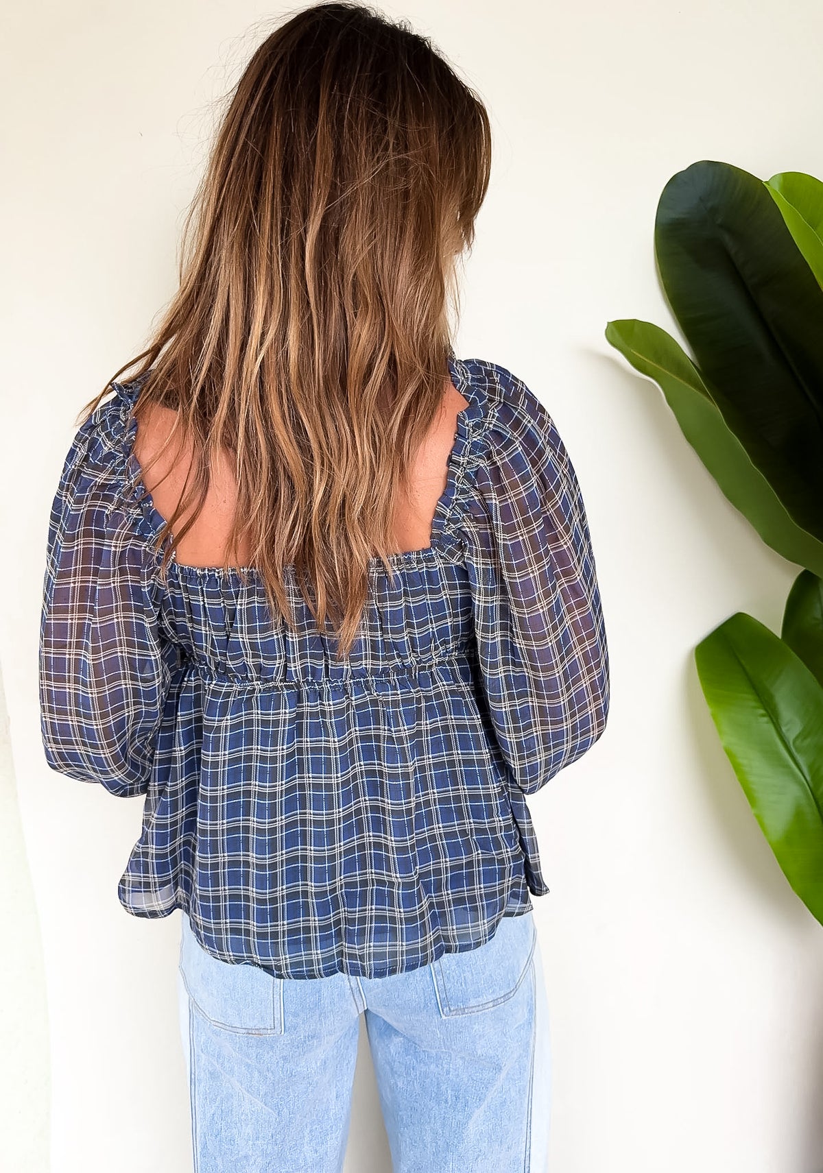 Plaid Peplum Top