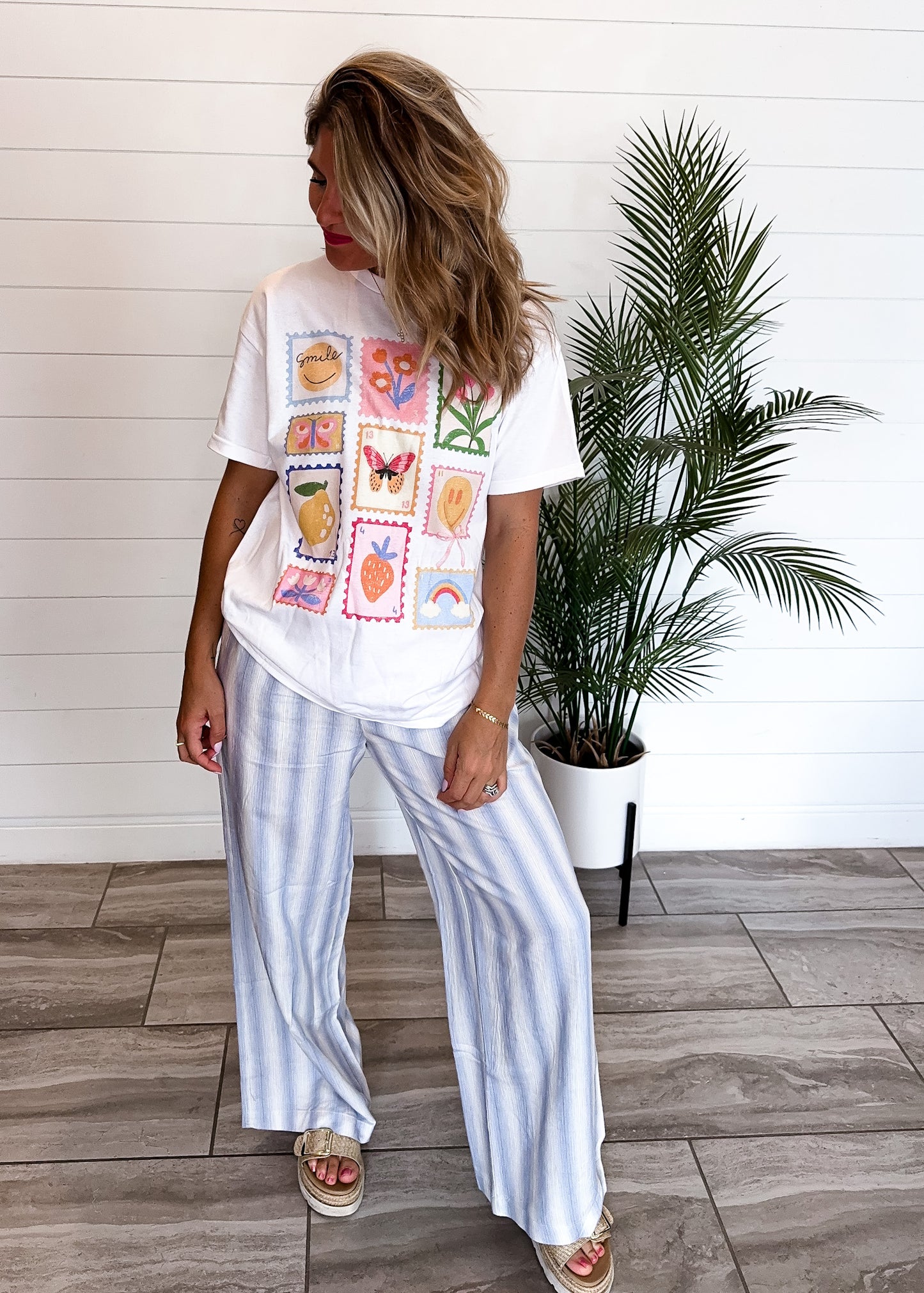 Good Vibes Stamps Oversized Graphic Tee