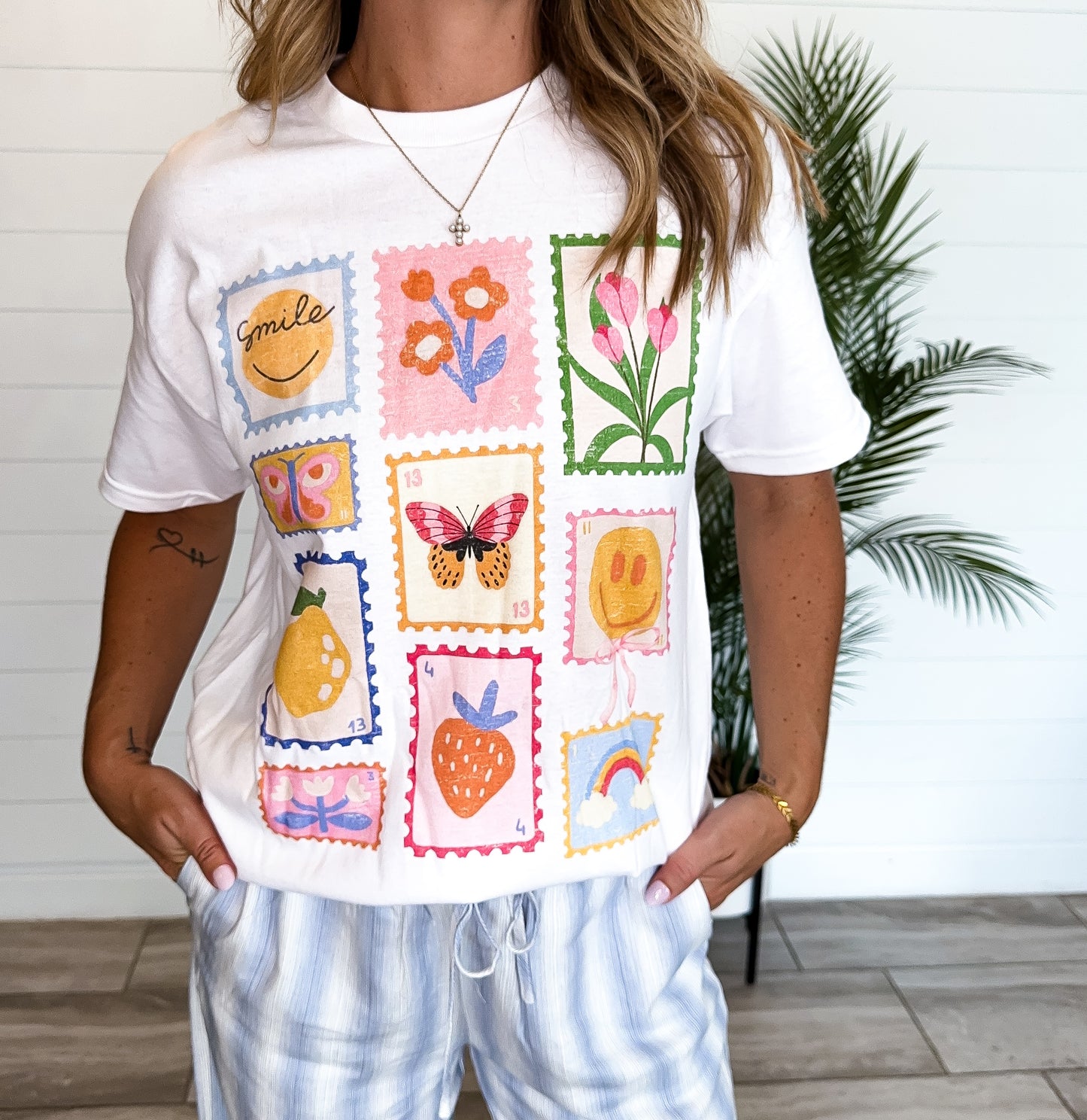 Good Vibes Stamps Oversized Graphic Tee