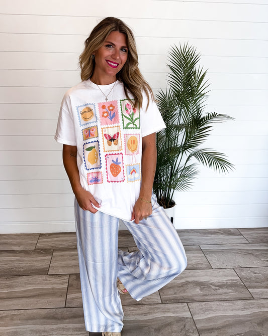 Good Vibes Stamps Oversized Graphic Tee