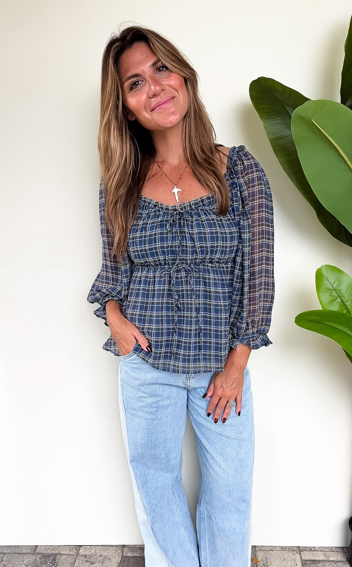 Plaid Peplum Top