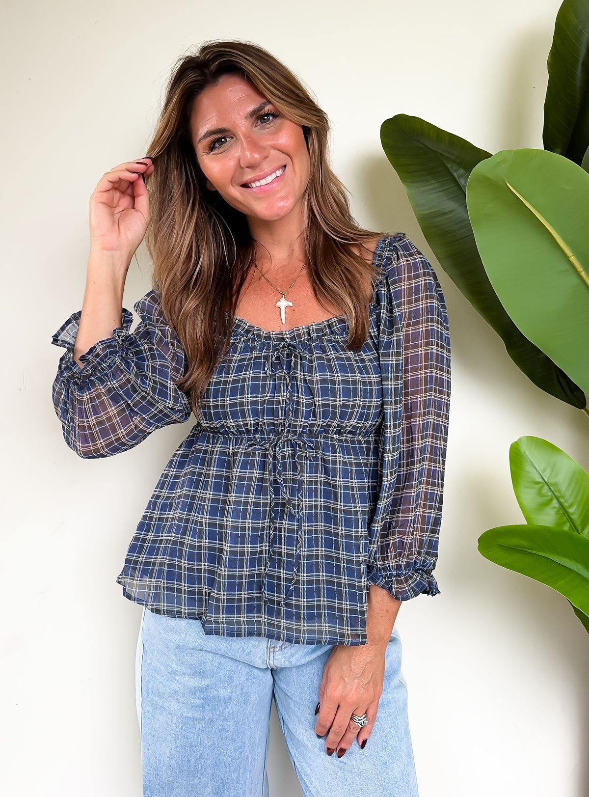Plaid Peplum Top