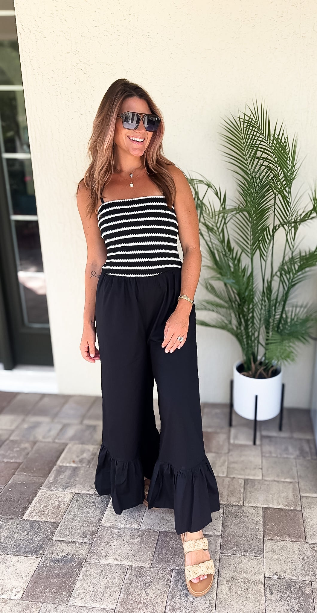 Crochet Knit Ruffle Jumpsuit