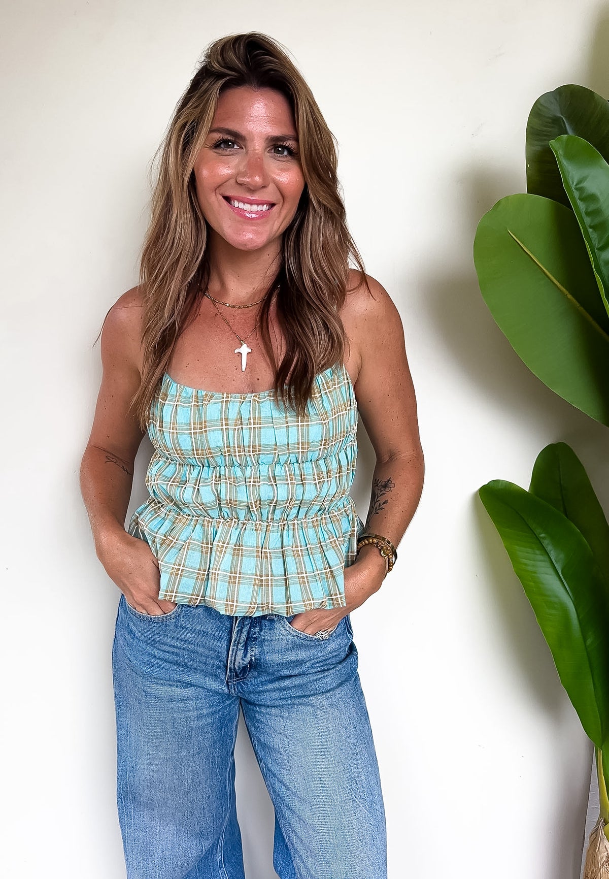 The Plaid About You Peplum Top