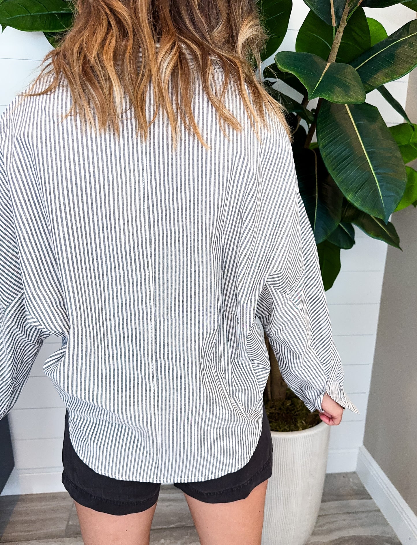 Grey Stripe Button Down