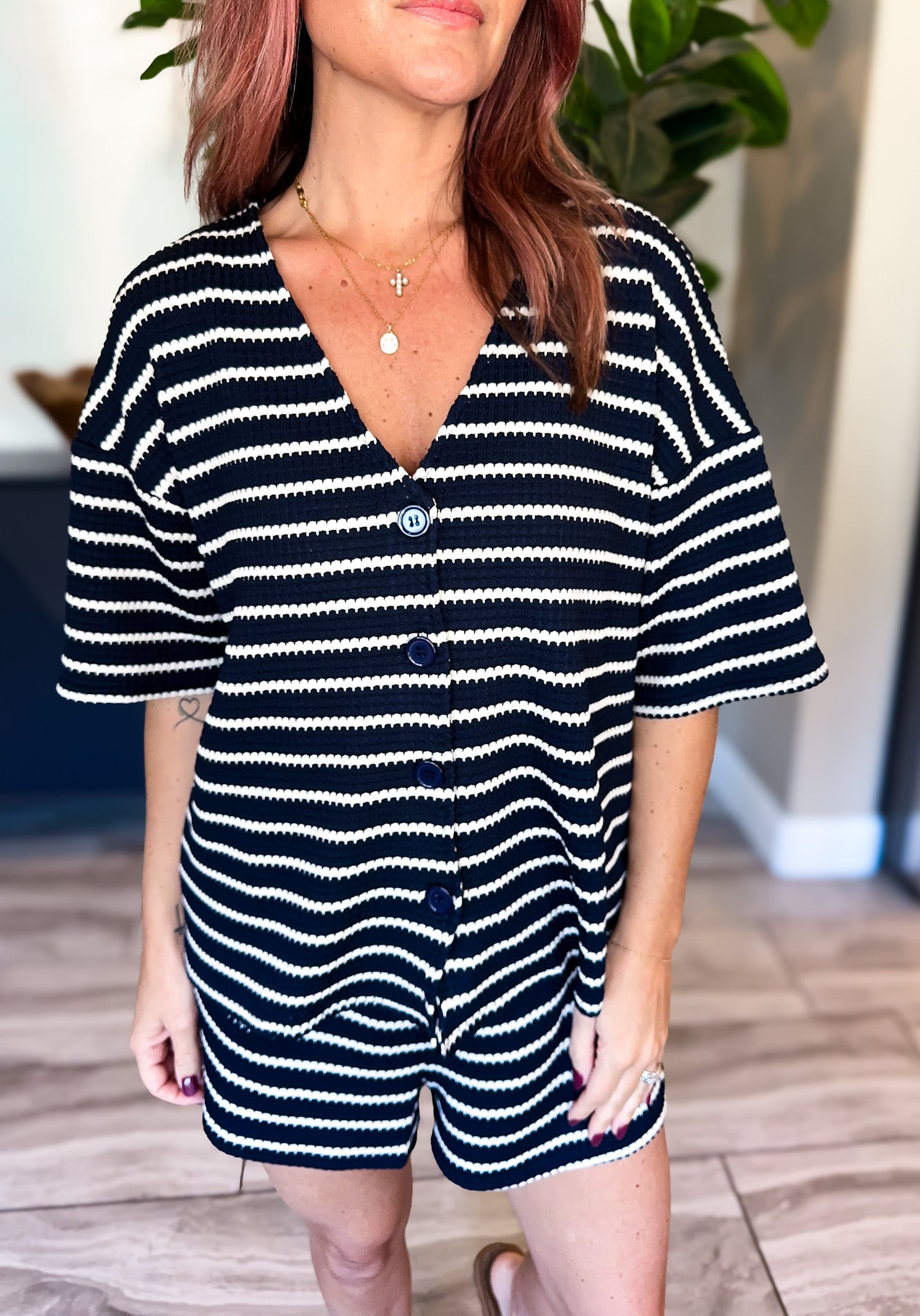 Striped Oversized Button Down Set