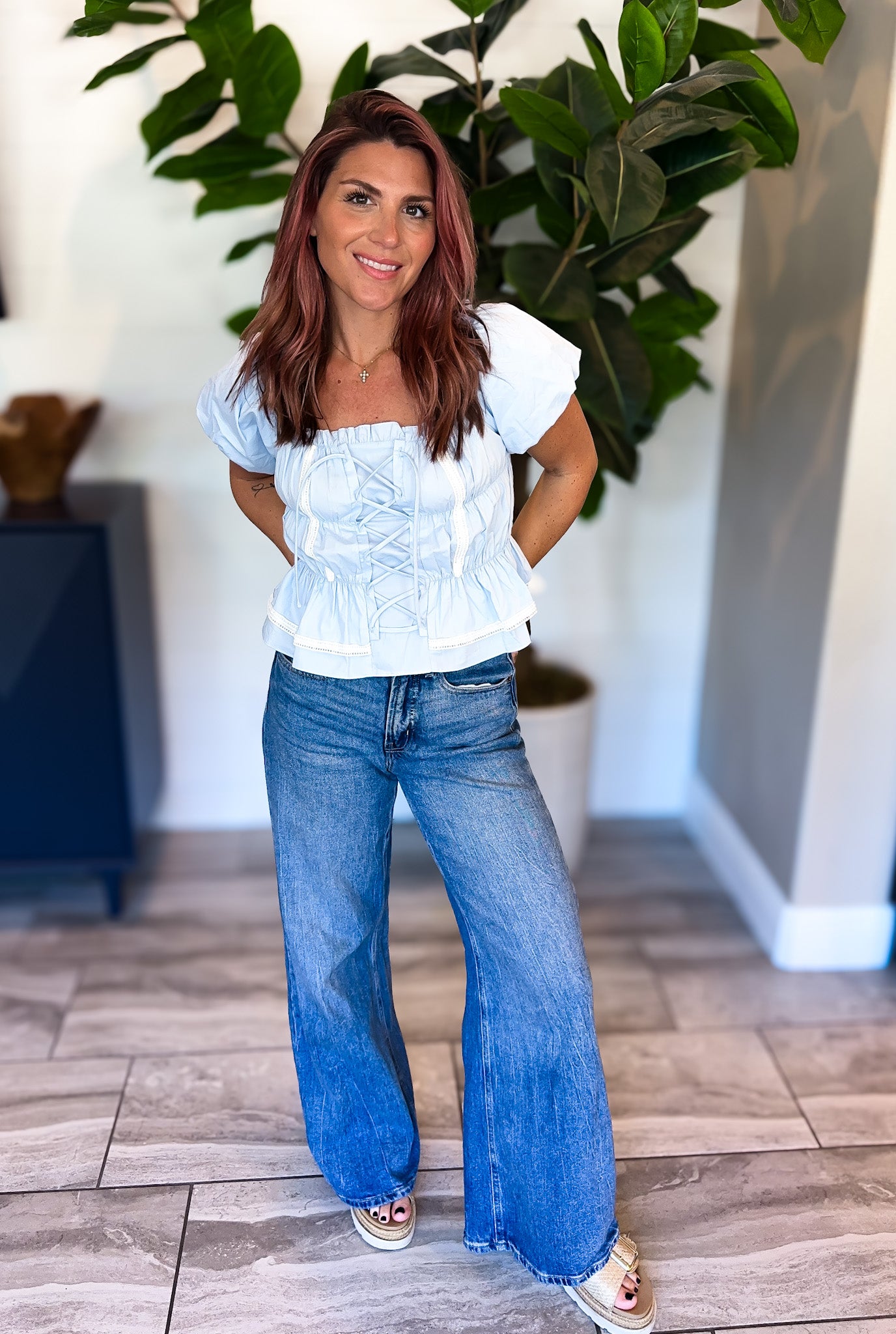 Lace Up Off Shoulder Top