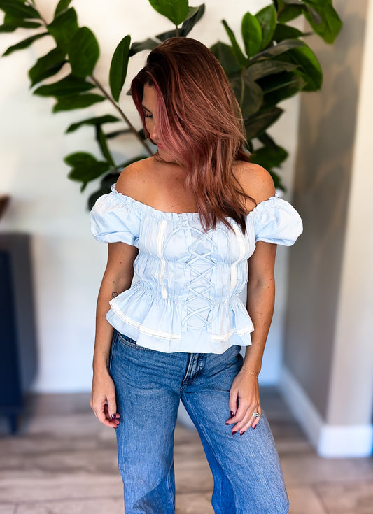 Lace Up Off Shoulder Top