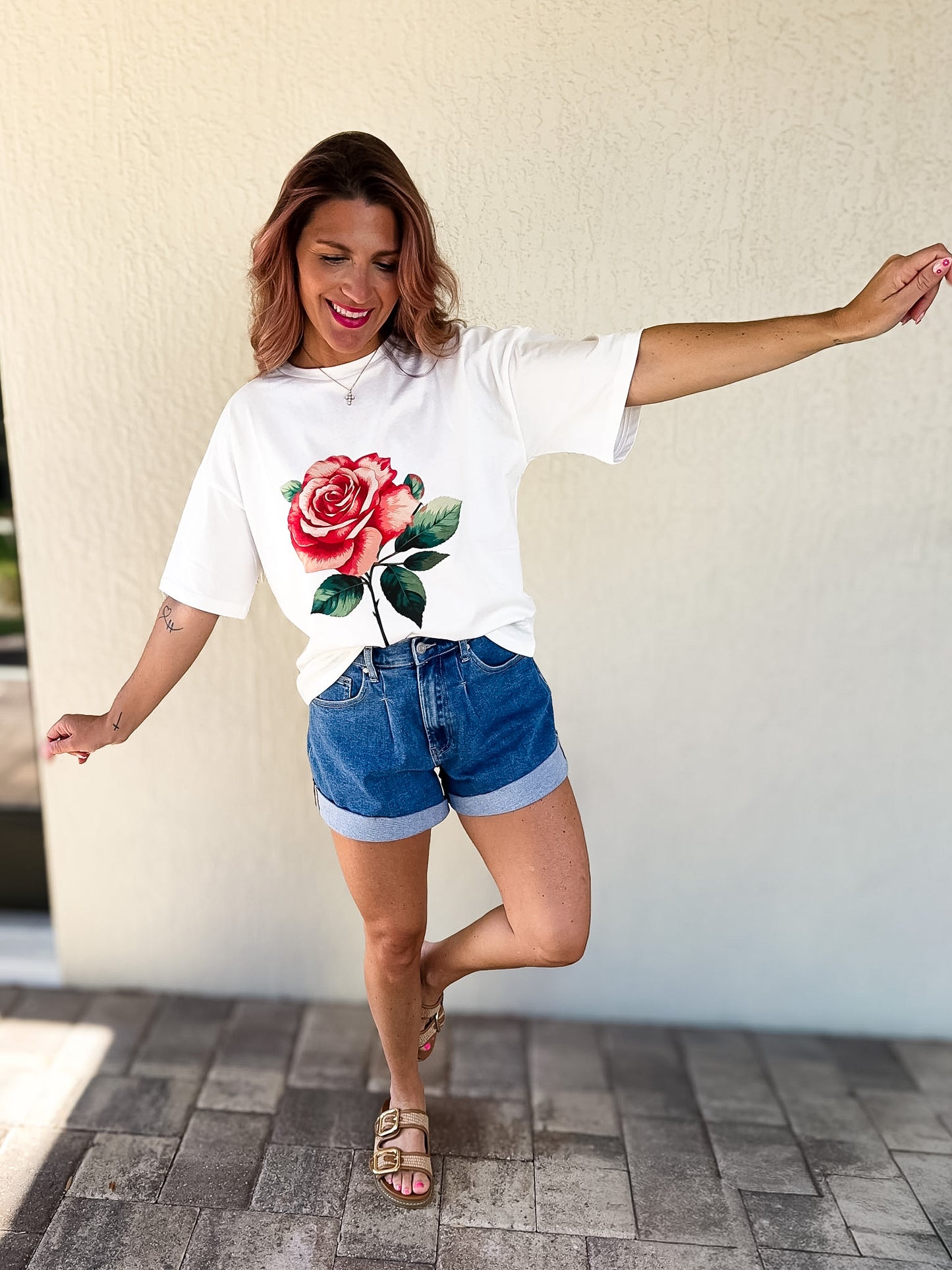 Oversized Rose Graphic Tee