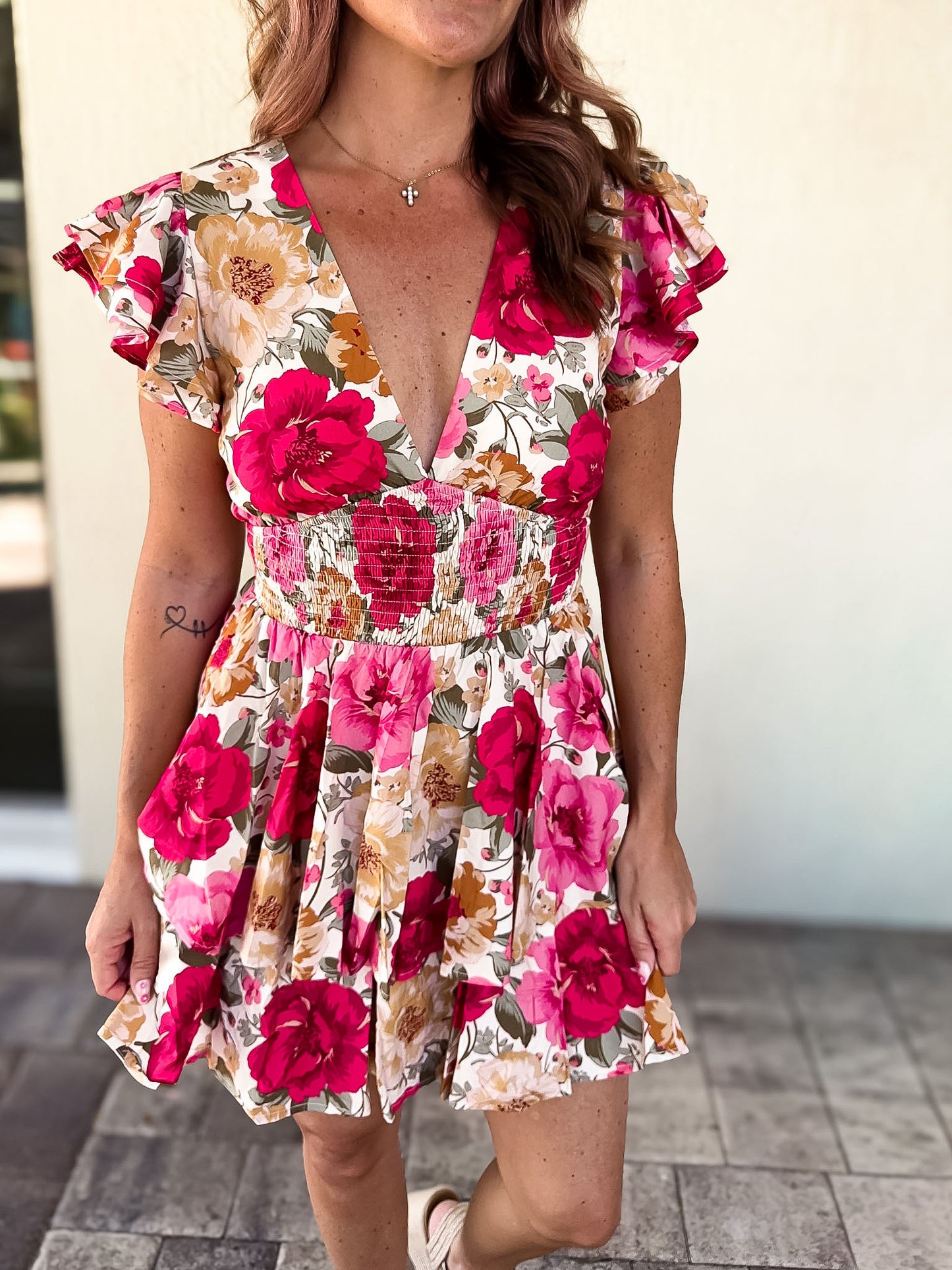 Romantic Peony Mini Dress