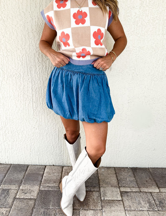 Denim Bubble Skort