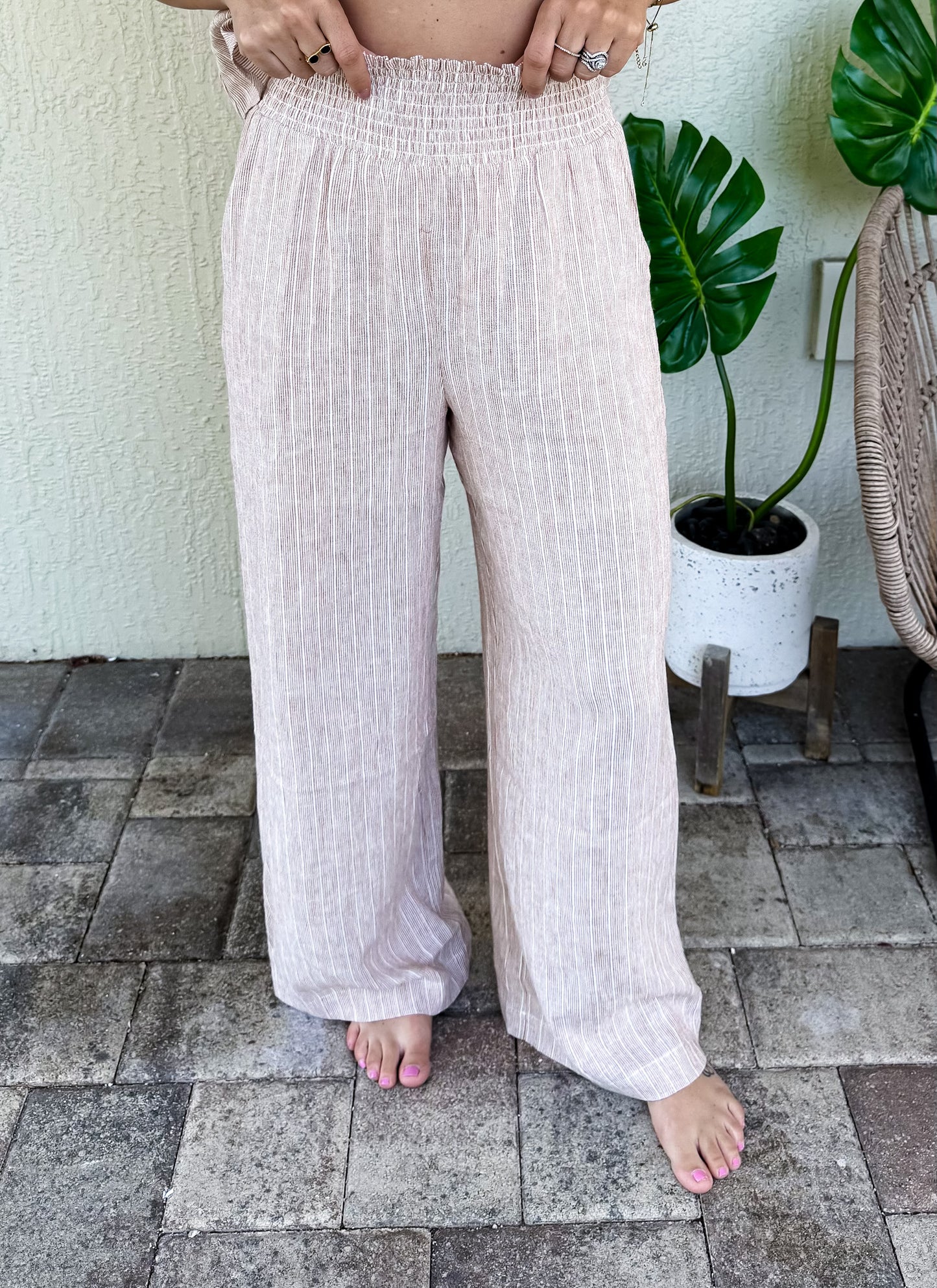 Striped Linen Wide leg pant