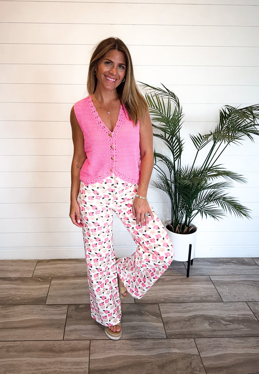 Floral Print Denim Jeans