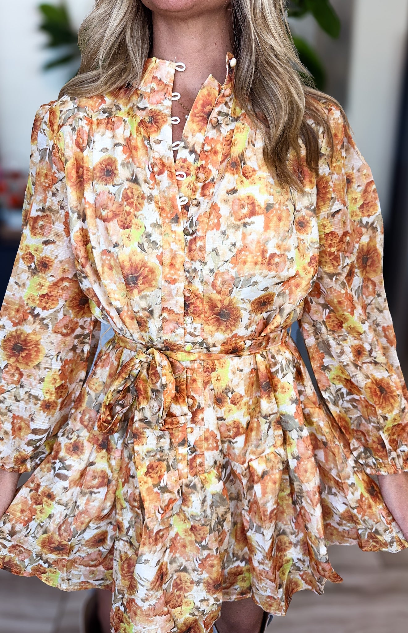 Floral High Mock Neck Dress