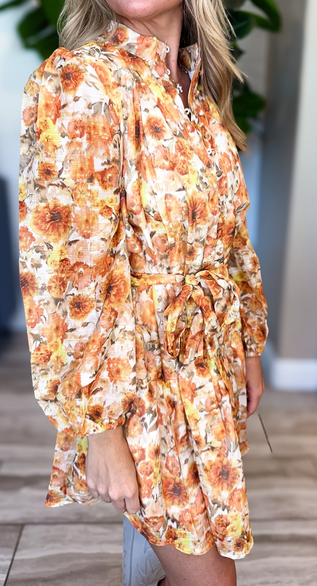 Floral High Mock Neck Dress