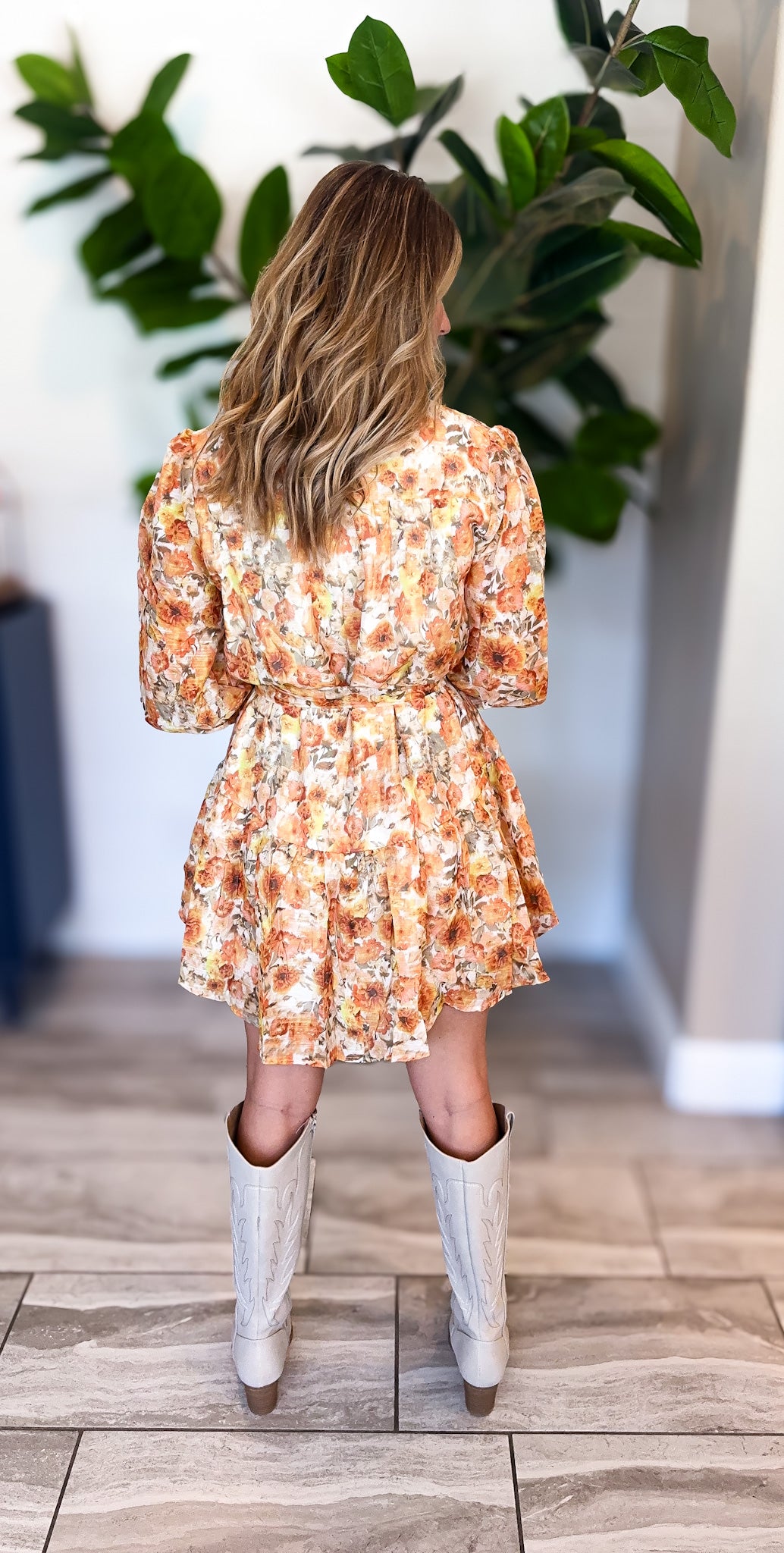 Floral High Mock Neck Dress