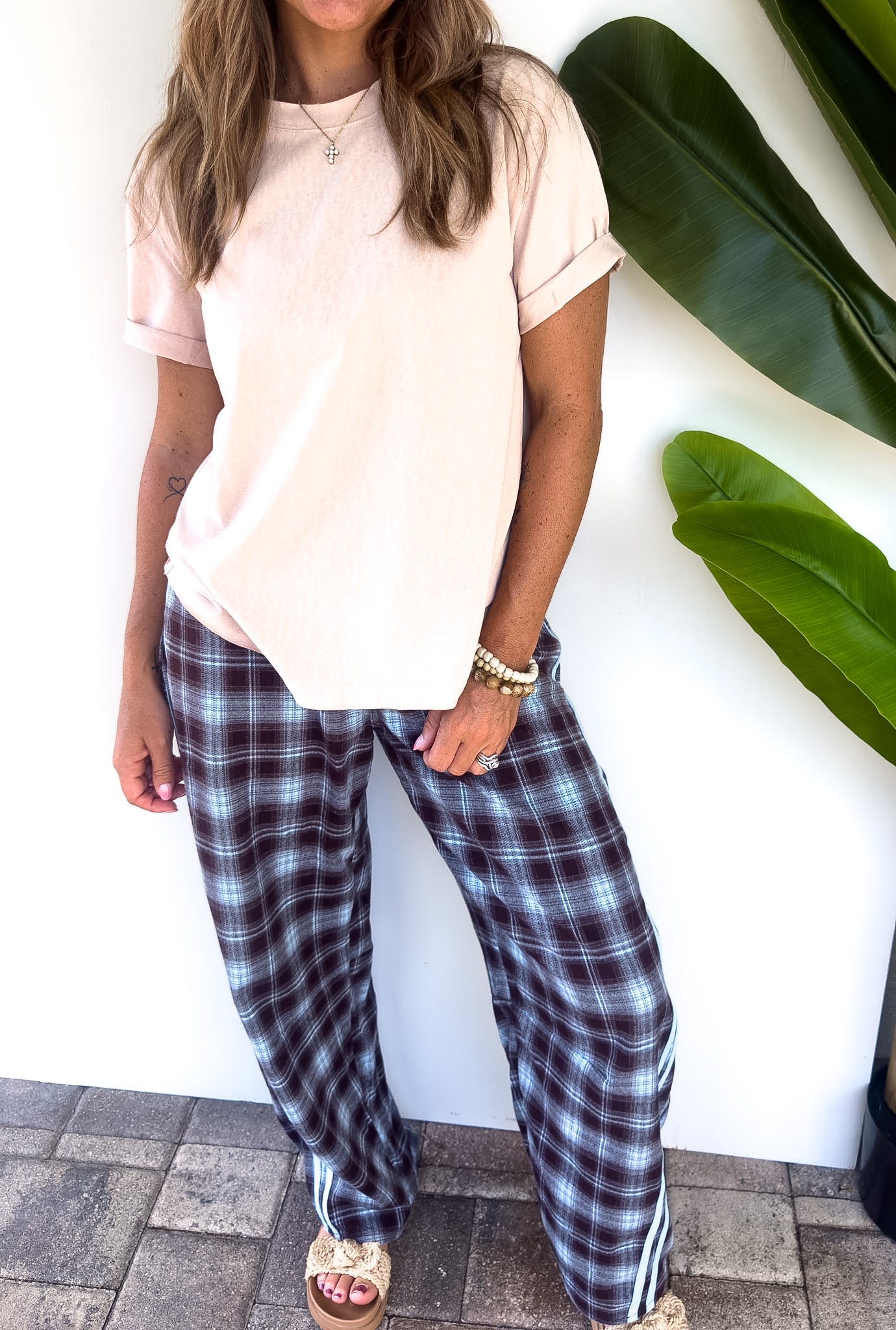 Plaid Wide-Leg Trousers