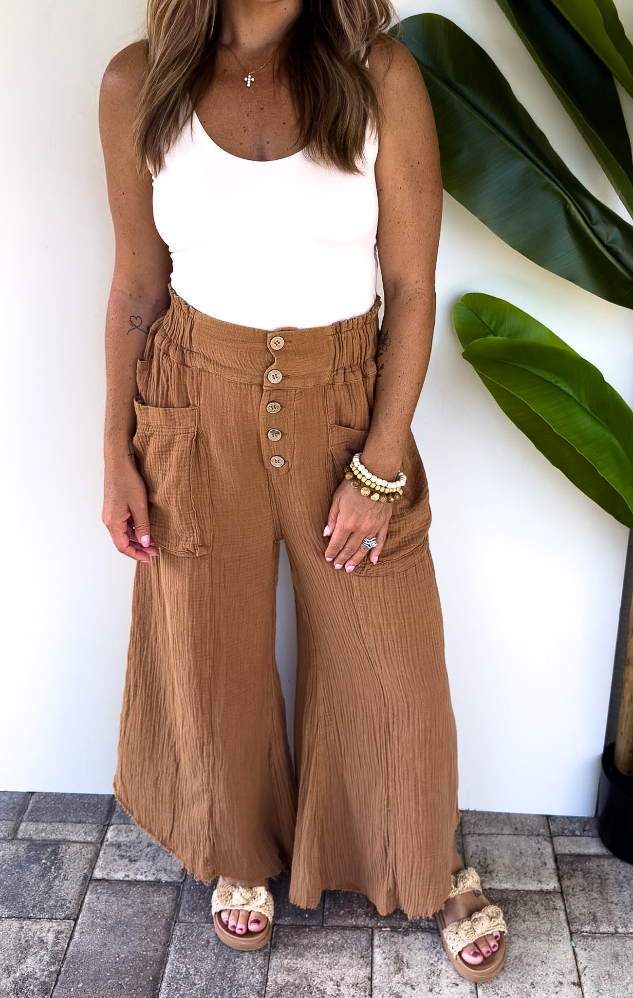 Mineral Washed Wide-Leg Culottes