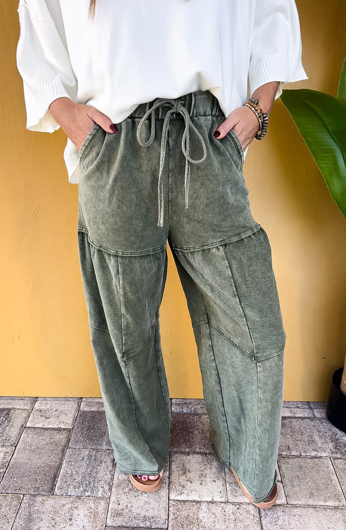 Mineral Wash Tiered Pants